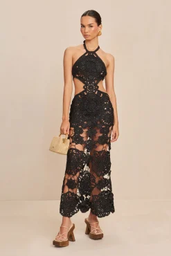 Cult Gaia Gowns|Dresses>ACCALIA CROCHET GOWN - Black