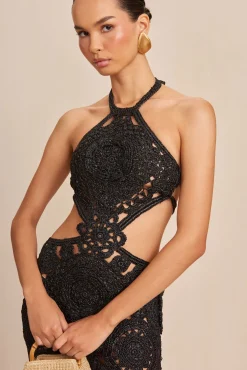 Cult Gaia Gowns|Dresses>ACCALIA CROCHET GOWN - Black
