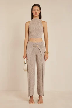 Cult Gaia Sets|Bottoms>AMANDINE KNIT PANT - Canyon Tan