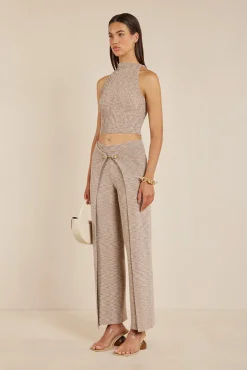 Cult Gaia Sets|Bottoms>AMANDINE KNIT PANT - Canyon Tan