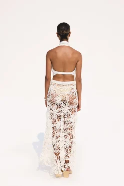 Cult Gaia Bottoms|Knits>AMINA CROCHET SKIRT - Off White