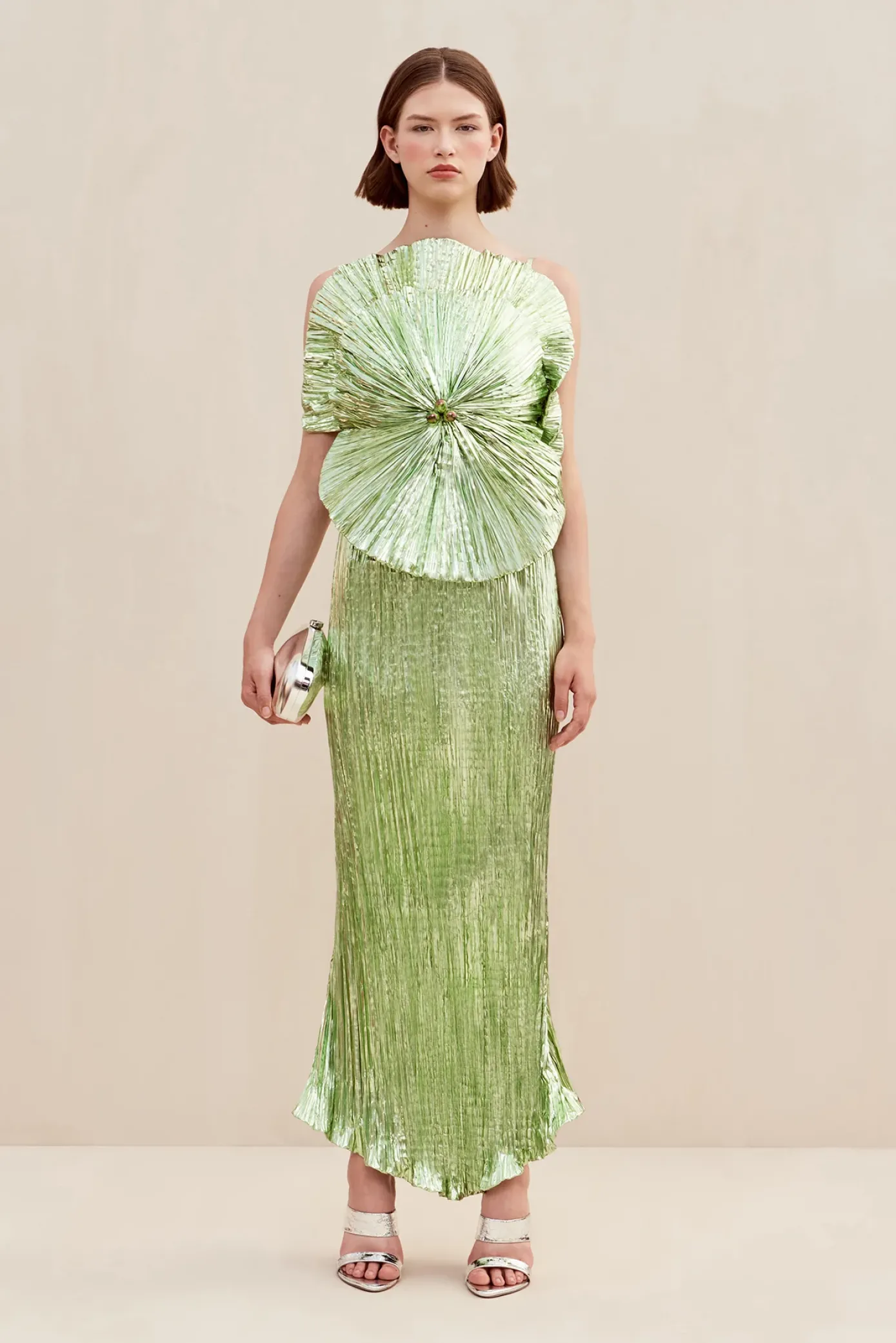 Cult Gaia Sets|Tops>ANTHOS TOP - Spearmint Metallic