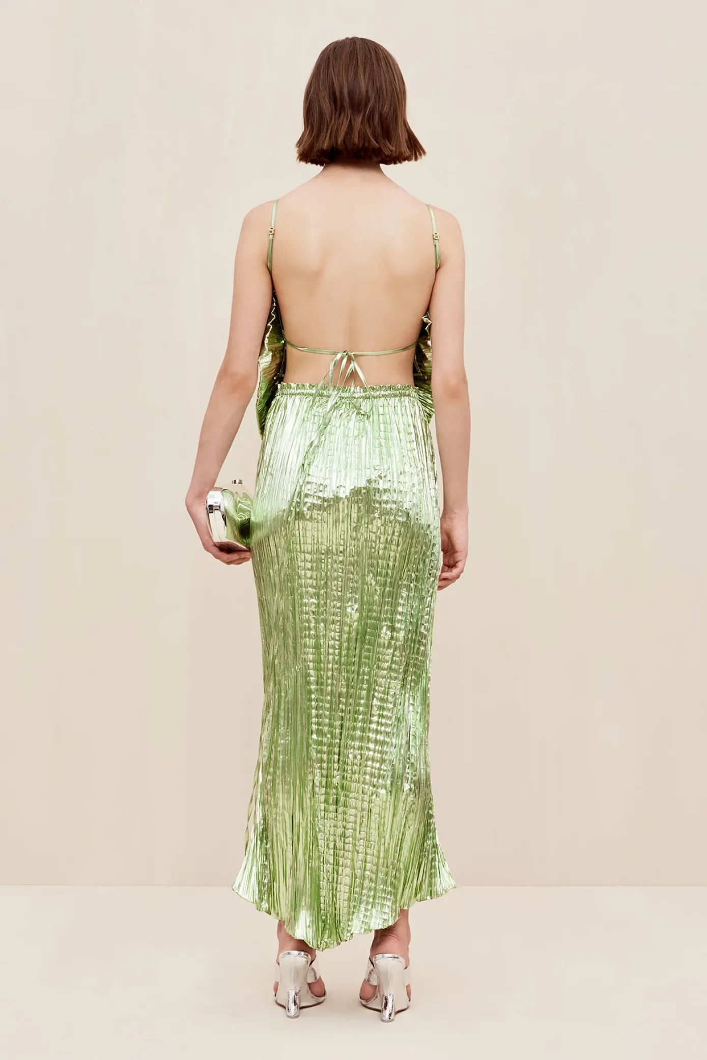 Cult Gaia Sets|Tops>ANTHOS TOP - Spearmint Metallic