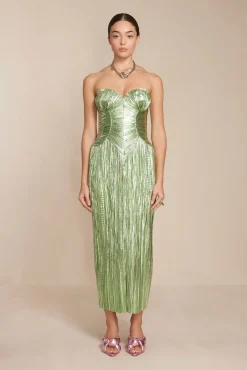 Cult Gaia Gowns>ASHIKA GOWN - Spearmint Metallic