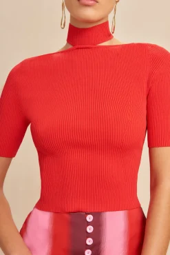 Cult Gaia Tops|Knits>BRIANNA KNIT TOP - Lollipop