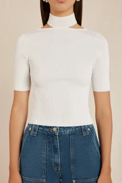 Cult Gaia Tops|Knits>BRIANNA KNIT TOP - Off White