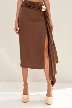 Cult Gaia Bottoms>CAROLINE SKIRT - Affogato