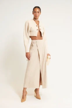 Cult Gaia Tops|Knits>CASELLA KNIT CARDIGAN - Off White