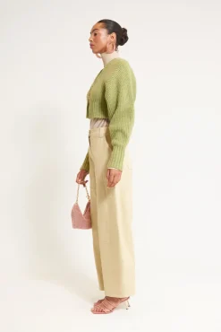 Cult Gaia Tops|Knits>CASELLA KNIT CARDIGAN - Pine