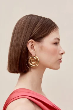 Cult Gaia Earrings|Jewelry>CASSIA EARRING - Shiny Brass