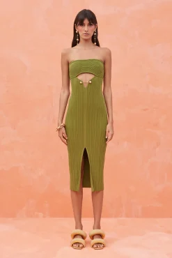 Cult Gaia Knits|Dresses>CHRISTY KNIT DRESS - Olea
