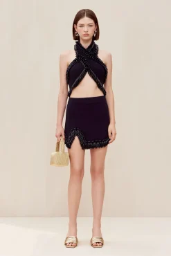 Cult Gaia Sets|Knits>CLARA KNIT TOP - Evening Blue