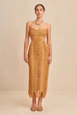 Cult Gaia Dresses>CRESCENT KNIT DRESS - Gold