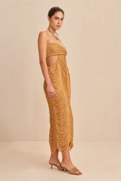 Cult Gaia Dresses>CRESCENT KNIT DRESS - Gold