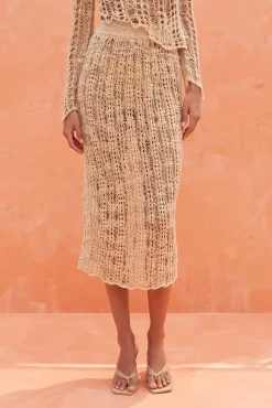 Cult Gaia Cover Ups>DAWSON CROCHET SKIRT - Champagne