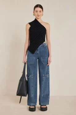 Cult Gaia Tops|Knits>DEL KNIT TOP - Black