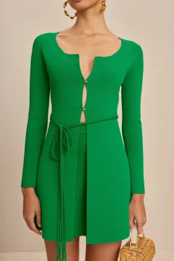Cult Gaia Sets|Tops>DENNIE KNIT CARDIGAN - Malachite