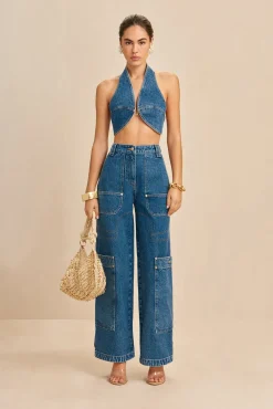 Cult Gaia Tops>DIEM TOP - Indigo