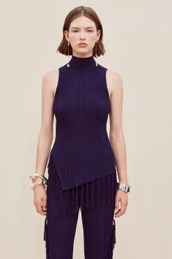 Cult Gaia Sets|Tops>DOJA KNIT TOP - Evening Blue