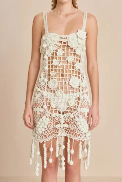 Cult Gaia Cover Ups|Dresses>ELAINA CROCHET DRESS - Off White