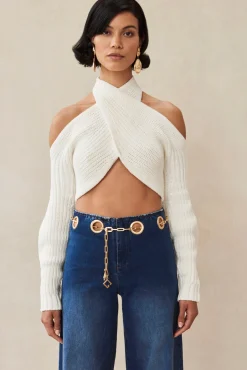 Cult Gaia Tops|Knits>ELYSE KNIT TOP - Off White