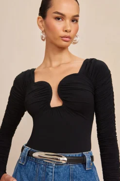 Cult Gaia Tops>ESMA BODYSUIT - Black