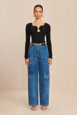 Cult Gaia Tops>ESMA BODYSUIT - Black
