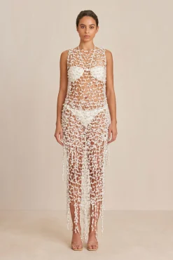 Cult Gaia Cover Ups|Bottoms>FAITH CROCHET SKIRT - Off White