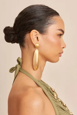Cult Gaia Earrings|Jewelry>FIORE EARRING - Brushed Brass
