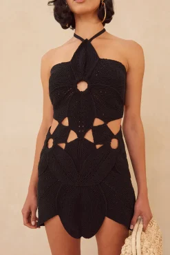 Cult Gaia Knits>FLOREANA KNIT DRESS - Black