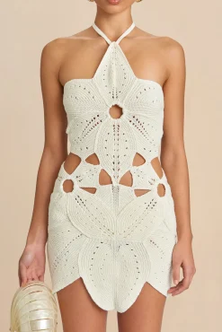 Cult Gaia Knits>FLOREANA KNIT DRESS - Off White