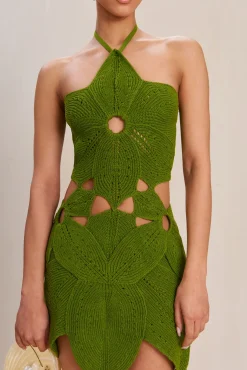 Cult Gaia Knits|Dresses>FLOREANA KNIT DRESS - Olea