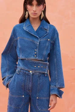 Cult Gaia Outerwear>GEORGIA JACKET - Indigo