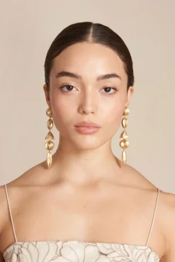 Cult Gaia Earrings|Jewelry>ILLENE EARRING - Brushed Brass