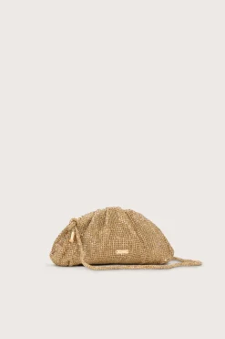 Cult Gaia Clutches>JAALA NANO RHINESTONE CLUTCH - CHAMPAGNE Brass