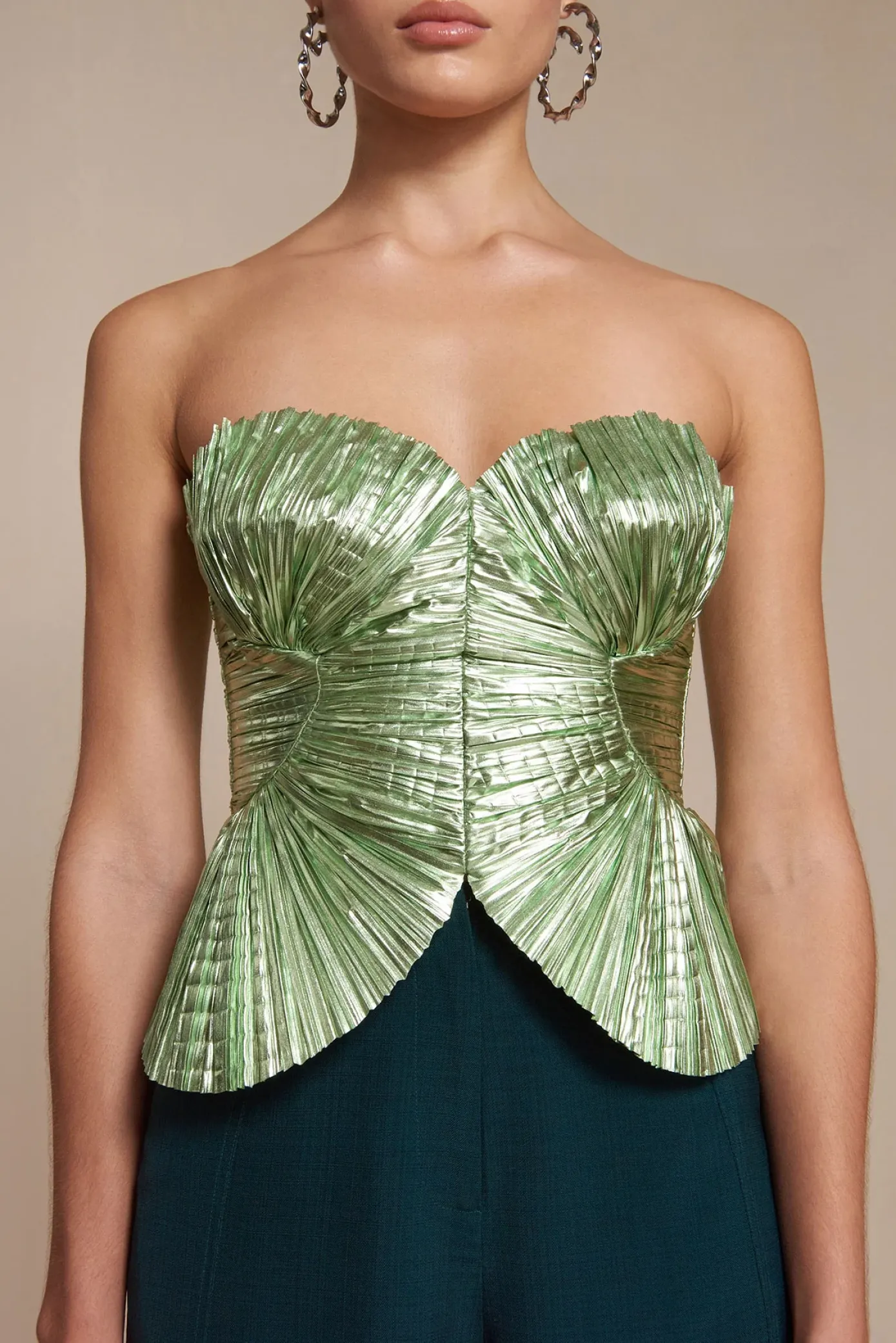 Cult Gaia Tops>JACE TOP - Spearmint Metallic