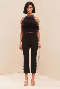 Cult Gaia Tops>JOEY FEATHER TOP - BLACK Black Feather