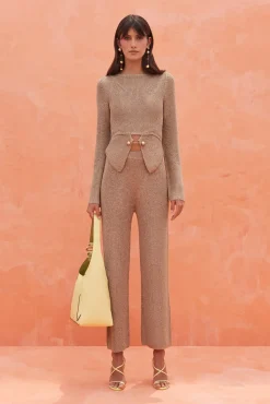 Cult Gaia Sets|Bottoms>LAWENA KNIT PANT - Champagne