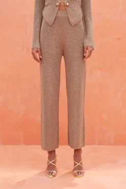 Cult Gaia Sets|Bottoms>LAWENA KNIT PANT - Champagne