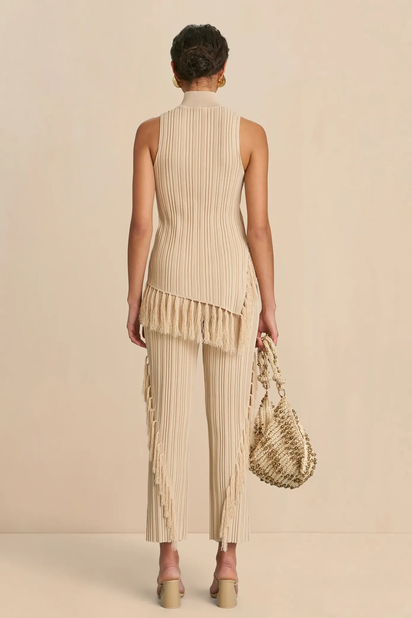 Cult Gaia Bottoms|Sets>MAUDE KNIT PANT - Ecru