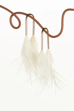 Cult Gaia Earrings|Jewelry>META FEATHER EARRING - OFF WHITE Off White Feather