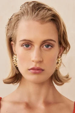 Cult Gaia Earrings|Jewelry>NAJIA EARRING - Shiny Brass