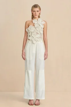 Cult Gaia Tops>NAZANIN CROCHET TOP - Off White