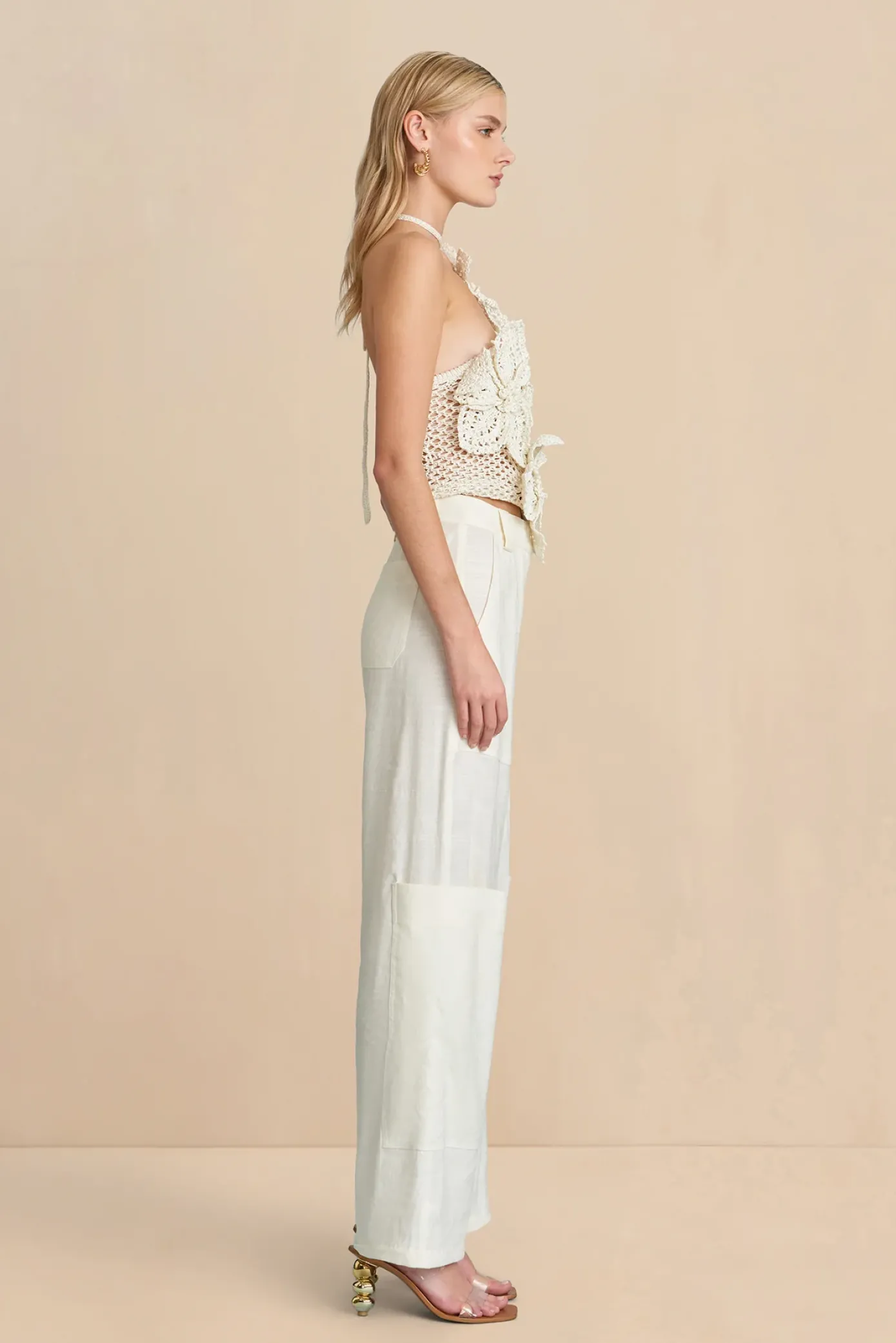 Cult Gaia Tops>NAZANIN CROCHET TOP - Off White