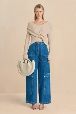 Cult Gaia Tops|Knits>NICIA KNIT TOP - Champagne Melange