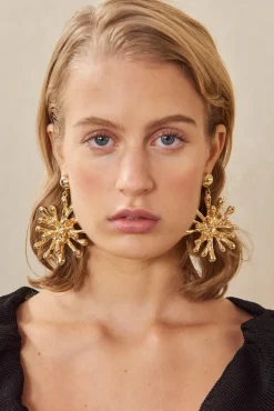 Cult Gaia Earrings|Jewelry>ODEYA EARRING - Shiny Brass