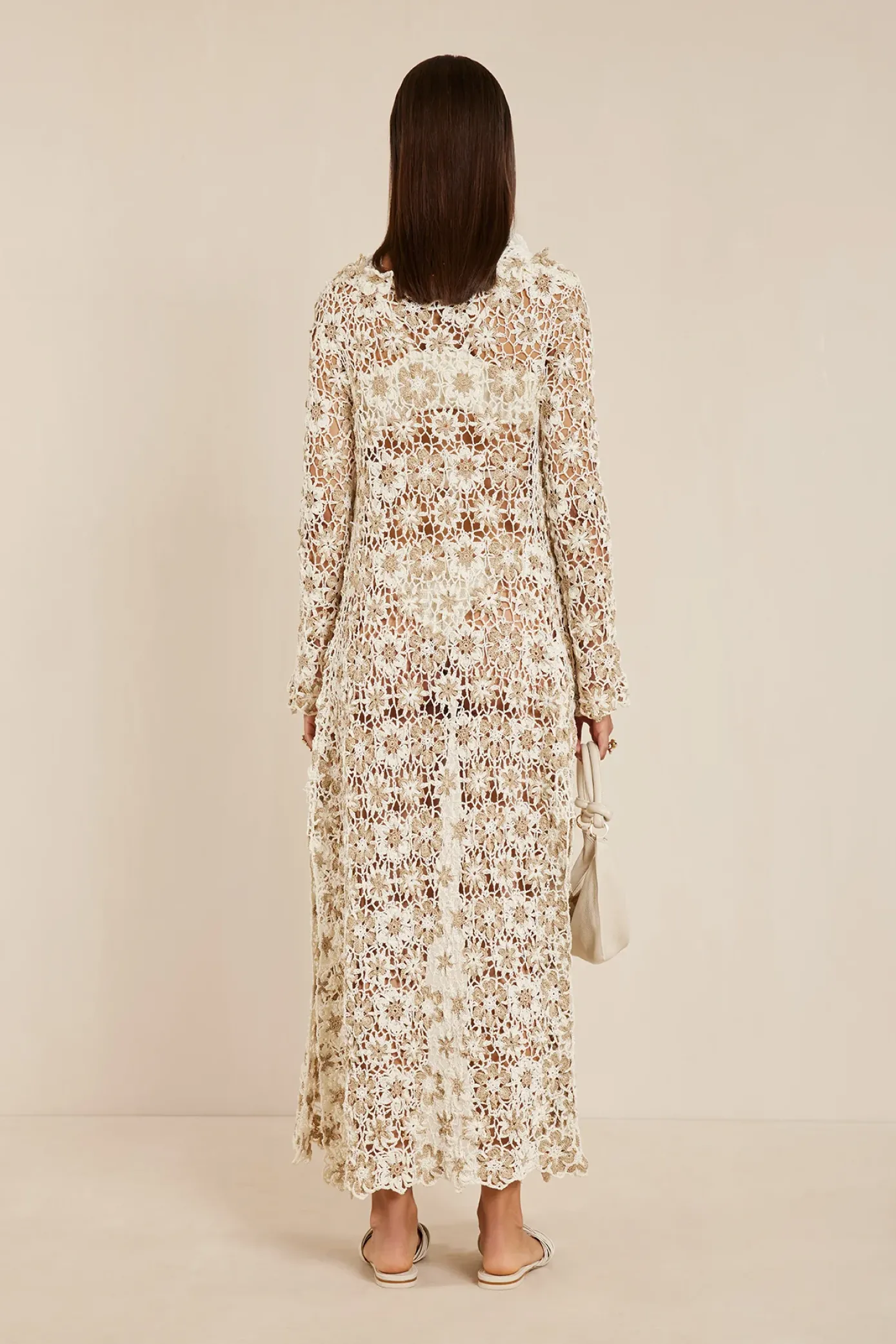 Cult Gaia Cover Ups|Knits>OLLIE CROCHET COVERUP - Off White Ecru
