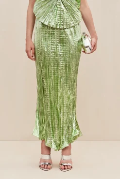 Cult Gaia Sets|Bottoms>OMID SKIRT - Spearmint Metallic