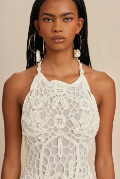 Cult Gaia Cover Ups>ORIA CROCHET DRESS - Off White