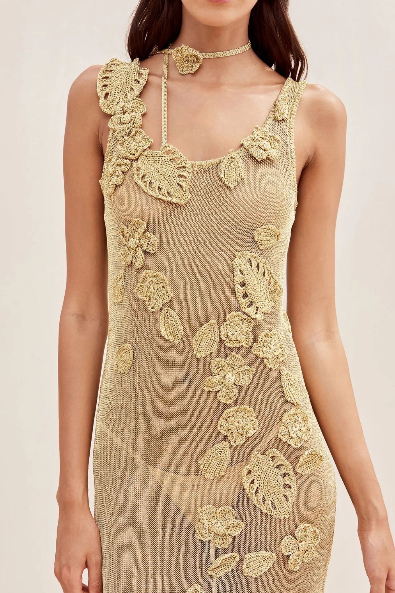 Cult Gaia Dresses>PEMMA CROCHET DRESS - Gold
